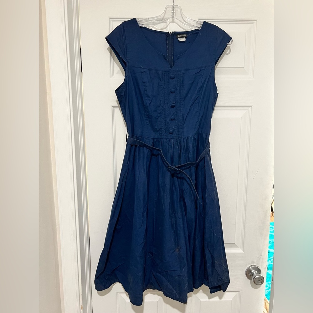 A-line navy midi dress